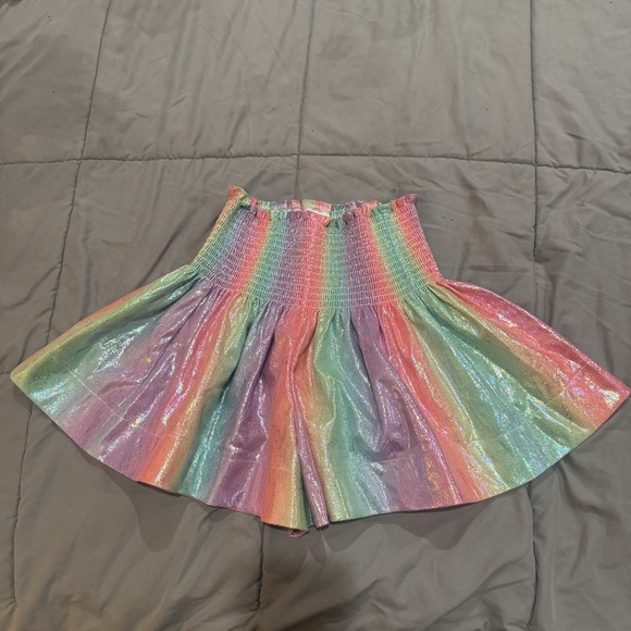 QUEEN OF SPARKLES Pants - Queen of Sparkles Rainbow Preppy Swing Shorts high waist smocked Medium M‎